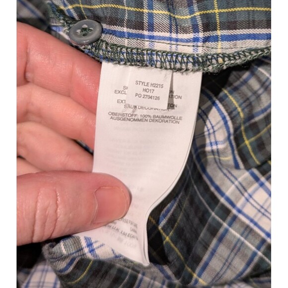 J. Crew Button Down M Women's Green Tartan Plaid Beaded Lace Trim Long Sleeve - Picture 8 of 9